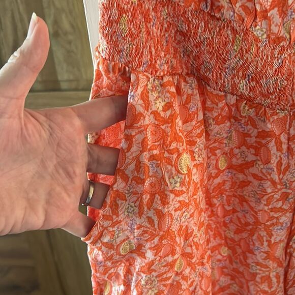 Poupette St Barth small off shoulder Camilla romper orange floral - Picture 8 of 14